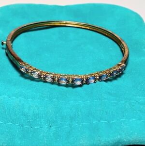 925 Silver Gold Vermeil Tanzanite Hinged Bracelet